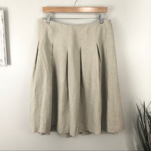 Talbots Cream Linen Pleated Skirt